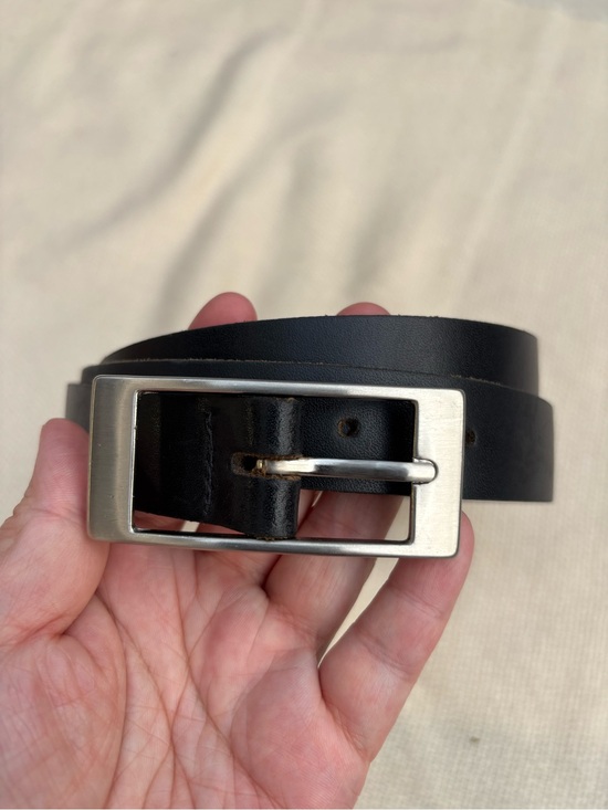 Mexx Accessories - Mexx Black Leather Belt with Rectangular Silver Buckle
